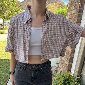Crop Top - Cropped Button Down Shirt - Wide top / blouse summer shirt
